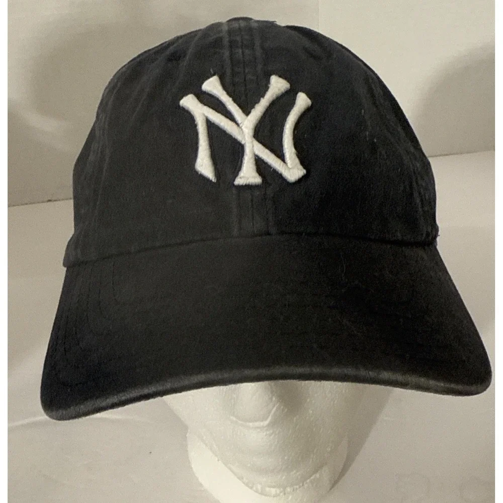 American Needle Coop New York Yankees Navy/Gray Washed-Fade Strapback Hat Cap VG